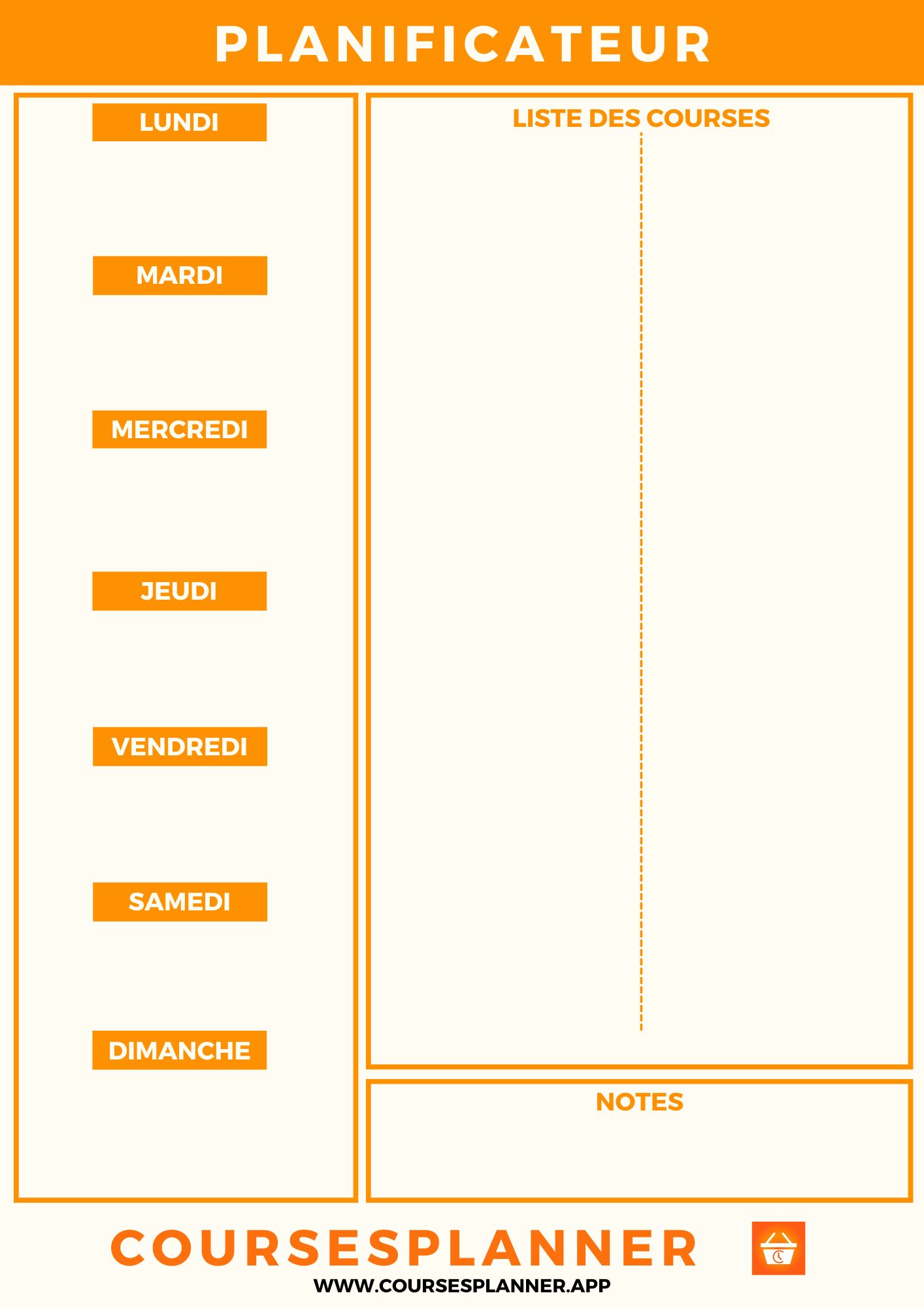 tableau planificateur repas personnalisé pour la semaine